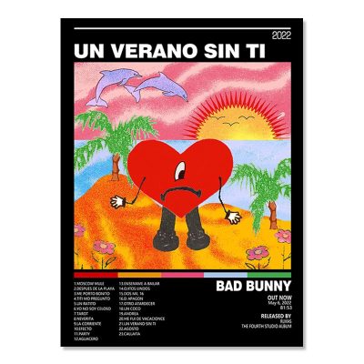 Bad Bunny Un Verano Sin Ti Canvas Poster Prints Tracklist Music Album Painting Art Wall Picture 6 - Bad Bunny Store