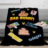 Canvas Painting Blanket Bad Bunny Un Verano Sin Ti Flannel Blankets Pop Music Album Star Warm 2 - Bad Bunny Store