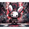 Kawaii Bad Bunny In Cyberpunk City Tapestry Official Bad Bunny Merch