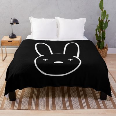 Bad Bunny Oasis Logo (White On Black) Throw Blanket Official Bad Bunny Merch